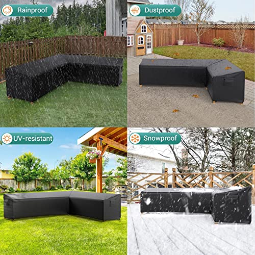 Mrrihand L-Shaped Patio Sectional Sofa Cover, Waterproof Outdoor Sectional Cover,Heavy Duty Garden Furniture Cover with Air Vent 104W*83D*31H/33.5