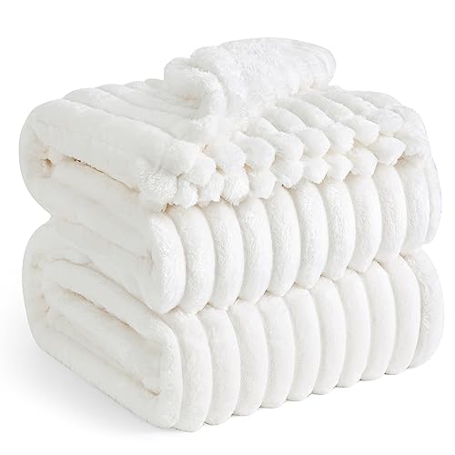 Bedsure White Fleece King Blanket for Couch - Super Soft Cozy Blankets for Women, Cute Small Blanket for Girls, 108x90 Inches