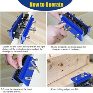 TRAVEANT Self Centering Dowel Jig kit, Drill Guide Bushings Set, Wood Working Tools Drill and Accessories, Adjustable Width Drilling Guide Power Tool Accessory Jigs (Klein Blue)