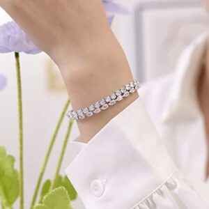 14K Silver Plated Tennis Bracelet Cubic Zirconia Classic Bracelet Silver Bracelets for Women Girls (GSZH-001)