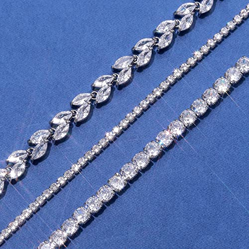 14K Silver Plated Tennis Bracelet Cubic Zirconia Classic Bracelet Silver Bracelets for Women Girls (GSZH-001)