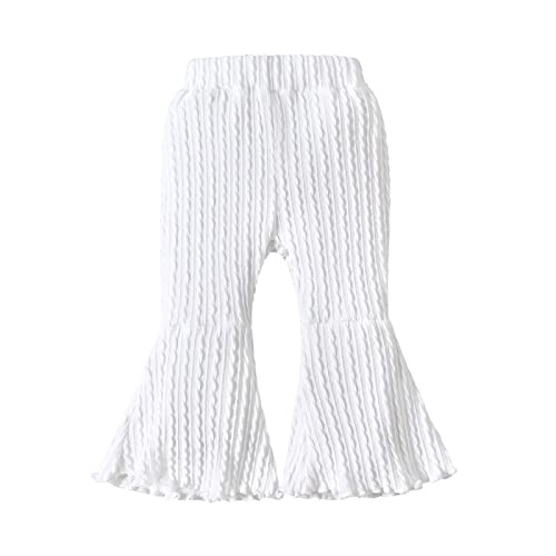 Toddler Bell Bottoms Baby Girls 2T 3T Leggings Bell Bottomed Flare Pants Trousers Light and Breathable White