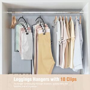 Legging Organizer for Closet, RELBRO 2 Packs Closet Leggings Hangers with 20 Rubber Coated Clips Multifunctional Closet Organizer with 360° Rotatable Hook for Pants Shorts Hats Tanks - Black