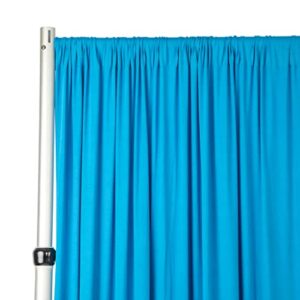 spandex 4-way stretch photo backdrop drape curtain w/4" rod pockets stretchable&lightweight 14ft x 60"(1 panel only) aqua blue for wedding, trade show, party, gift opening stage backdrop décor