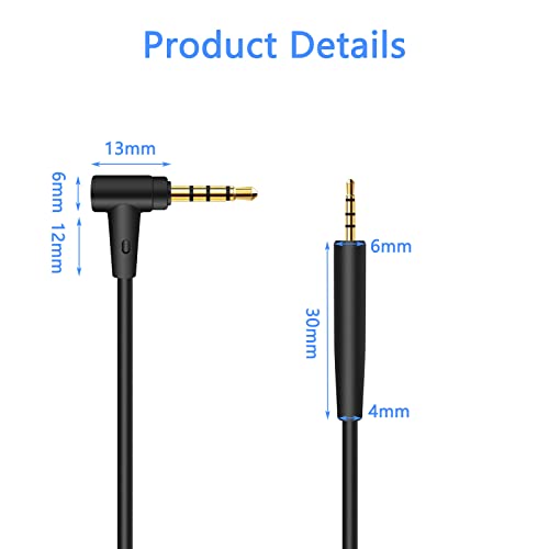 BINGLE Headphones Replacement Cord for Bose QC25, QC35, QuietComfort 25, QuietComfort 35, On-Ear 2,OE2,OE2i Headphones Inline Mic/Remote Control – Black