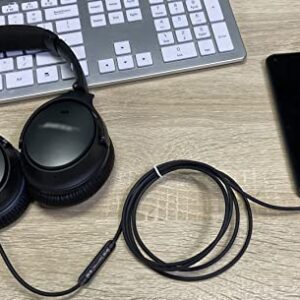 BINGLE Headphones Replacement Cord for Bose QC25, QC35, QuietComfort 25, QuietComfort 35, On-Ear 2,OE2,OE2i Headphones Inline Mic/Remote Control – Black