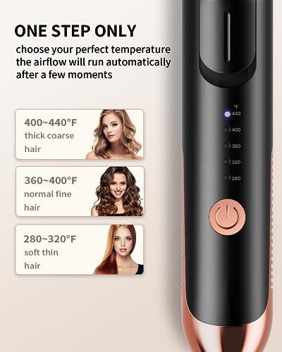 SAVSOW Curling Iron Airflow Styler, Hair Straightener and Curler 2 in 1, Ceramic Flat Iron Curling Iron with 360° Cooling Air Vents Dual Voltage