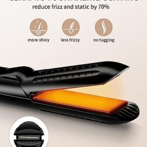 SAVSOW Curling Iron Airflow Styler, Hair Straightener and Curler 2 in 1, Ceramic Flat Iron Curling Iron with 360° Cooling Air Vents Dual Voltage