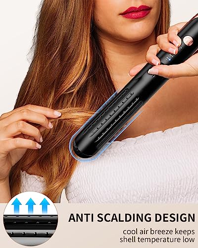 SAVSOW Curling Iron Airflow Styler, Hair Straightener and Curler 2 in 1, Ceramic Flat Iron Curling Iron with 360° Cooling Air Vents Dual Voltage