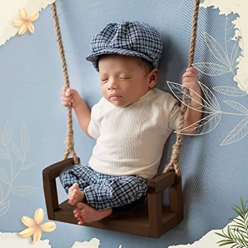 M&G House Newborn Photography Props Swing Prop Wooden Swing Baby Photo Props Wooden Prop Swing Baby Photoshoot Props Newborn Photography Accessory(Brown, 6 Sunflowers)