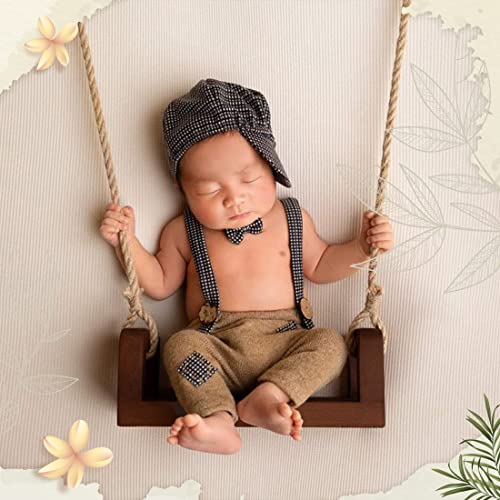 M&G House Newborn Photography Props Swing Prop Wooden Swing Baby Photo Props Wooden Prop Swing Baby Photoshoot Props Newborn Photography Accessory(Brown, 6 Sunflowers)