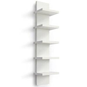 homaterial 5 tier wall shelf unit,white vertical floating shelf-narrow decorative wall mount modern wall decor shelves for bedrooms, living rooms 5.5" x 7.2" x 31"