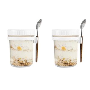 yesme mason jars for overnight oats, overnight oats containers with lids, 16oz overnight oats container, overnight oats jars with lid glass dishwasher safe oatmeal container meal prep jars set of 2