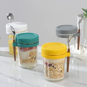 yesme Mason Jars for Overnight Oats, Overnight Oats Containers With Lids, 16oz Overnight Oats Container, Overnight Oats Jars With Lid Glass Dishwasher Safe Oatmeal Container Meal Prep Jars Set of 2