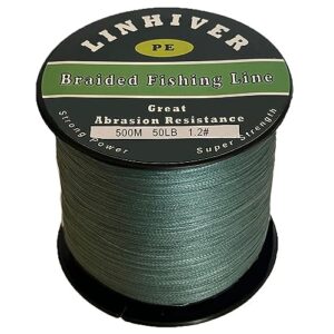 linhiver braided fishing line, strong power, great abrasion resistance, thin diameter, no stretch, low memory and high sensitivity(547yds, 50lb)