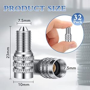 BBTO 32 Pcs Double Seal Valve Stem Cap Inflate Tire Valve Caps Flow Through Tires Air Cap Metal Valve Cap for High Pressure Truck Car RV Semi Bus Tires for Van Trailers Semi Trailer Boats