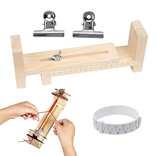 Wooden Jig Bracelet Maker, Wristband Maker Kit with 2 Clips,Jig Bracelet Maker Wooden Frame - DIY Hand Knitting Bracelet Jig, Adjustable Jig Bracelet