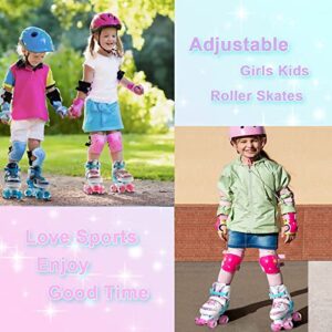 Roller Skates for Girls Kids 4 Size Adjustable Roller Skates with 8 Light Up Wheels,Illuminating Kids Roller Skates Toddlers Boys Beginner Best Birthday Gift for Outdoor Indoor(Pink, Medium(1Y-3Y))