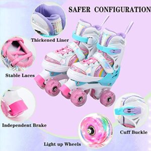 Roller Skates for Girls Kids 4 Size Adjustable Roller Skates with 8 Light Up Wheels,Illuminating Kids Roller Skates Toddlers Boys Beginner Best Birthday Gift for Outdoor Indoor(Pink, Medium(1Y-3Y))