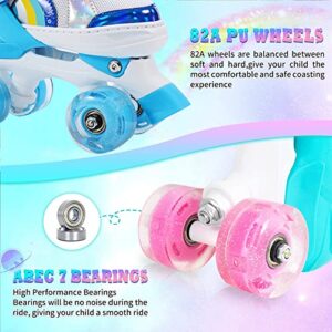 Roller Skates for Girls Kids 4 Size Adjustable Roller Skates with 8 Light Up Wheels,Illuminating Kids Roller Skates Toddlers Boys Beginner Best Birthday Gift for Outdoor Indoor(Pink, Medium(1Y-3Y))