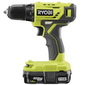 Cordless Drill Set Bundle with Ryobi 18V ONE+ Drill Driver, 3/8 Inch Chuck, 40 Piece Drill Bit Set, 1.5 Ah 18-Volt Lithium-ion Battery, 18-Volt Charger and Buho 16 Inch Tool Bag