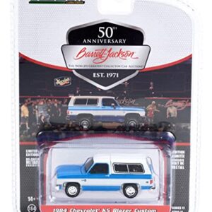 1984 Chevy K5 Blazer Custom Blue and White (Lot #534) Barrett Jackson Scottsdale Edition Series 11 1/64 Diecast Model Car by Greenlight 37270 D