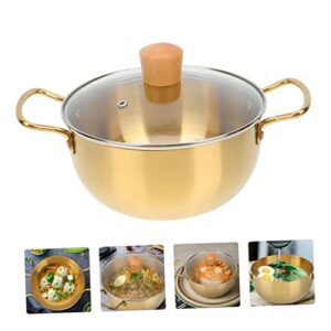 Tofficu 1 Set Ramen Pot Stainless Steel Saucepan Korean Ramen Stainless Steel Sauce Pan with Lid Instant Noodle Pot Ramen Cooking Pot Korean Ramen Dish Stock Pot Korean Noodle Pot Hot Pot