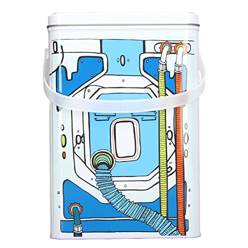 Laundry Detergent Container, Iron Material Glossy Rounded Corners Large Capacity Washing Powder Container with Lid for Storage