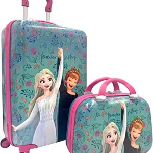 Fast Forward Kid’s Licensed Hard-Side 20” Spinner Luggage Carry-On Suitcase and Beauty Case Set (Frozen)