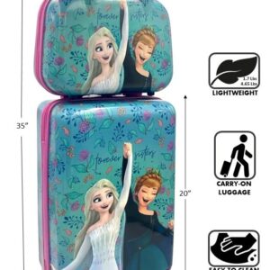 Fast Forward Kid’s Licensed Hard-Side 20” Spinner Luggage Carry-On Suitcase and Beauty Case Set (Frozen)