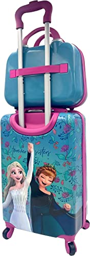 Fast Forward Kid’s Licensed Hard-Side 20” Spinner Luggage Carry-On Suitcase and Beauty Case Set (Frozen)