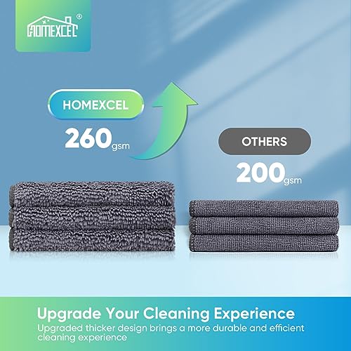 HOMEXCEL Microfiber Cleaning Cloth, 12 Pack Premium Microfiber Towels for Cars, Lint Free, Scratch-Free, Highly Absorbent, and Reusable Cleaning Rags for Car, Household, Kitchen, Window, 12"X12" Grey