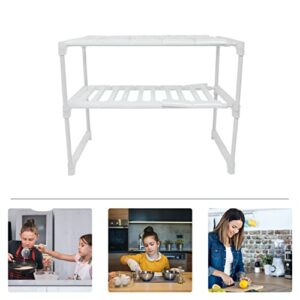 HONMEET Sink Rack Cabinet Storage Shelf Rack Under Sink Storage Organizer Under Sink Rack Racks for Storage Shelves Kitchen Utensils Holder Bathroom Storage Rack White Kitchen Utensils Pan