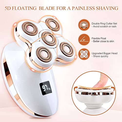 Electric Shaver for Women, 2-in-1 Cordless Electric Razor for Women Shaver Hair Remover for Legs, Face, Lips Hairs, Rechargeable Waterproof Bikini Trimmer Wet and Dry Facial Hair Removal for Women