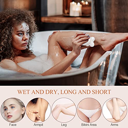 Electric Shaver for Women, 2-in-1 Cordless Electric Razor for Women Shaver Hair Remover for Legs, Face, Lips Hairs, Rechargeable Waterproof Bikini Trimmer Wet and Dry Facial Hair Removal for Women