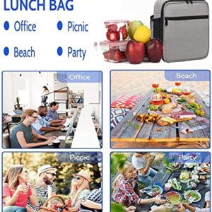 LESENTA Lunch Box for Men Women Adult-Small Insulated Lunch Bag for Office Hiking - Portable Reusable Lunch Box (Light Gray)