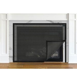 homwmpa fireplace screen, mesh fireplace cover, baby proof to prevent baby and pet near idle fireplace, fireplace safe mesh, 45" w x 34" h