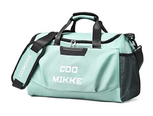 gym duffle bag waterproof sports duffel shoulder travel weekender bag for men women overnight bag with shoes compartment & wet pocket (green)