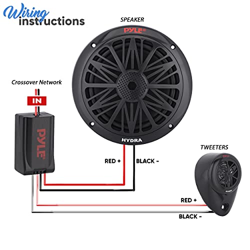 Pyle 200 Watt Marine Boat Speaker System Weather Proof Dual 2 Way 6.5 Inch Outdoor Speakers w/ 85Hz-6kHz Frequency Response, Heavy Duty 8oz Magnet Structure PLMR6KB & Bluetooth Marine Receiver Stereo