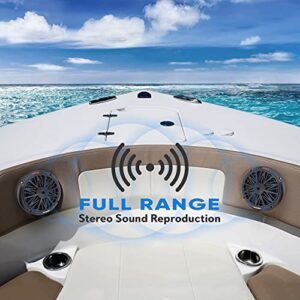 Pyle 200 Watt Marine Boat Speaker System Weather Proof Dual 2 Way 6.5 Inch Outdoor Speakers w/ 85Hz-6kHz Frequency Response, Heavy Duty 8oz Magnet Structure PLMR6KB & Bluetooth Marine Receiver Stereo