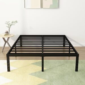 diaoutro 16 inch queen bed frame heavy duty metal platform no box spring needed, maximum storage, easy to assembly, noise free, black