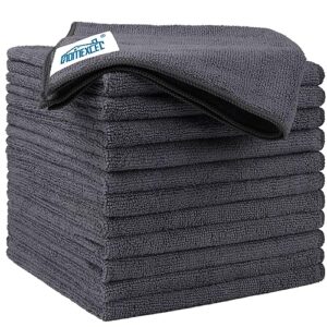 homexcel microfiber cleaning cloths 12 pack, premium 16 x 16 inch microfiber towel for cars, ultra absorbent car washing cloth, lint free streak free wash cloths for car, kitchen, and window, grey