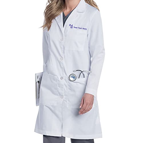 HonorUS Lab Coat Women, Personalized Customized Embroidered Printing Medical Doctor Coats, 3 Pockets & Long Sleeves