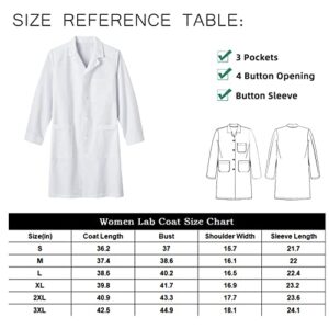 HonorUS Lab Coat Women, Personalized Customized Embroidered Printing Medical Doctor Coats, 3 Pockets & Long Sleeves