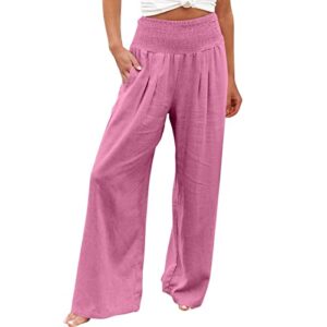 smidow wide leg palazzo pants for women casual loose comfy high waisted straight leg pant trousers with pockets