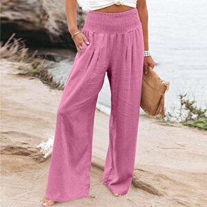 SMIDOW Wide Leg Palazzo Pants for Women Casual Loose Comfy High Waisted Straight Leg Pant Trousers with Pockets