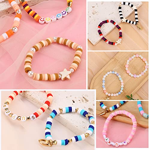 QUEFE 6000pcs Clay Beads for Jewelry Making, 24 Colors Flat Heishi Clay Beads for Bracelet Necklace Earring Making, Boho Craft Kit for Adults and Fashion Icon