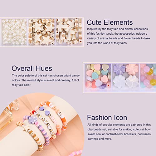 QUEFE 6000pcs Clay Beads for Jewelry Making, 24 Colors Flat Heishi Clay Beads for Bracelet Necklace Earring Making, Boho Craft Kit for Adults and Fashion Icon