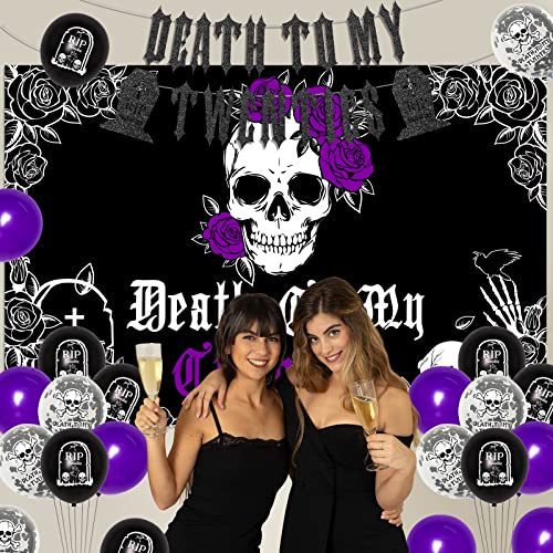 Death to My 20s Dirty 30 Birthday Decorations, Rip to My 20s Birthday Decorations, Black and Purple Balloons, Number 30 Balloon, Death to My 20s Banner Cake Topper Backdrop, Cupcake Toppers