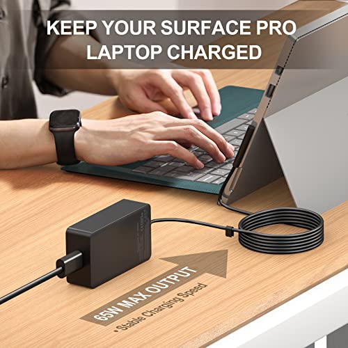 65W Surface Pro Laptop Charger for Microsoft Surface Pro 9, 8, 7+, 7, 6, 5, 4, 3, X, Surface Laptop 5 Studio 4 Go 3 2, Surface Go 3 2 1, Surface Book and Travel Case